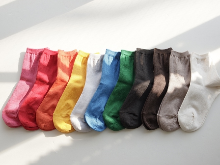 リネン カラーショートソックス